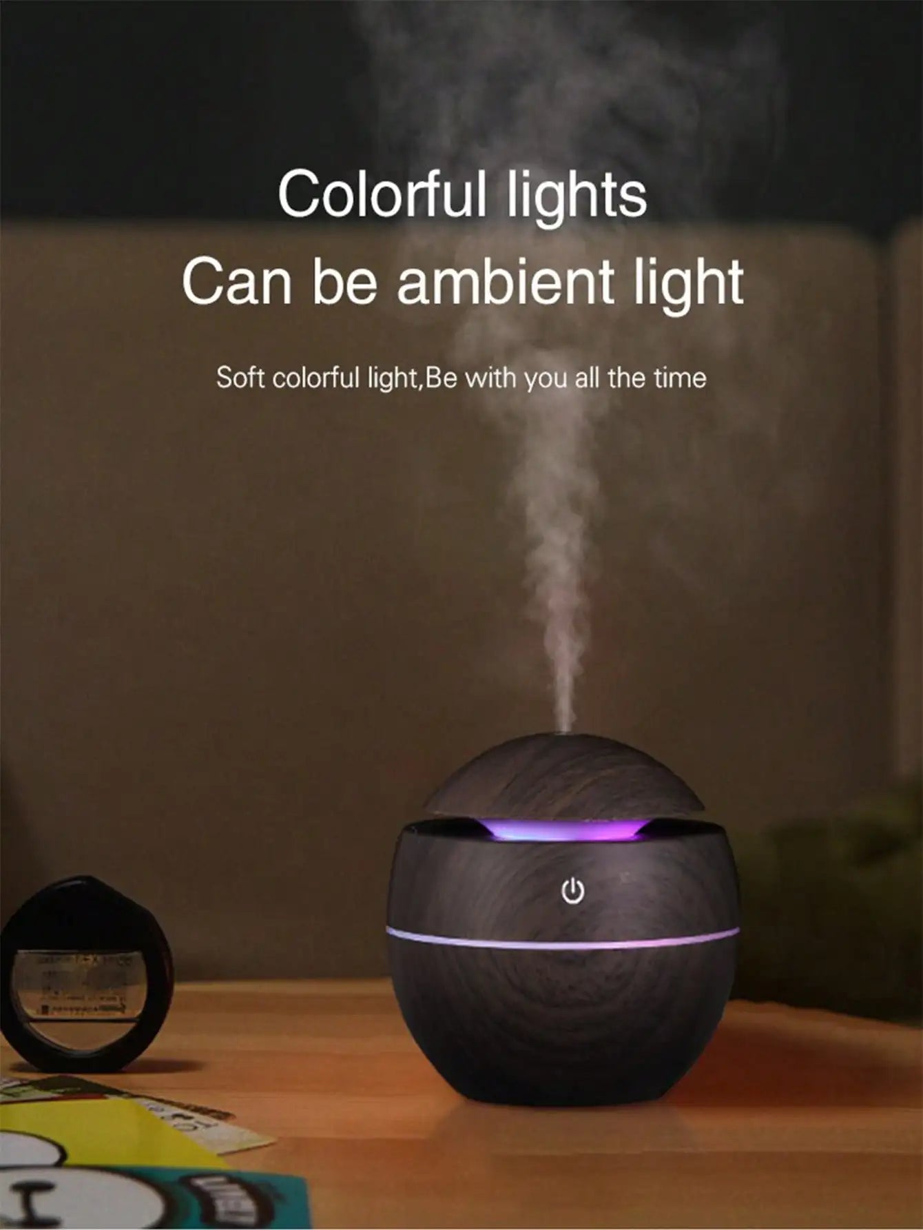 Air Humidifier Ultrasonic USB Aroma Diffuser Wood Grain LED Night Light Electric Essential Oil Diffuser Aromatherapy Home 130ML