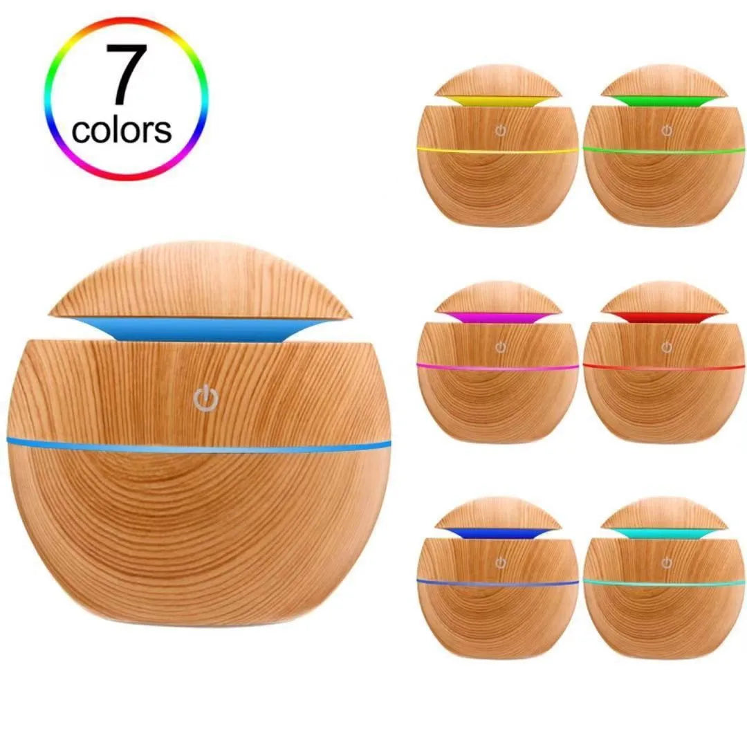 Air Humidifier Ultrasonic USB Aroma Diffuser Wood Grain LED Night Light Electric Essential Oil Diffuser Aromatherapy Home 130ML