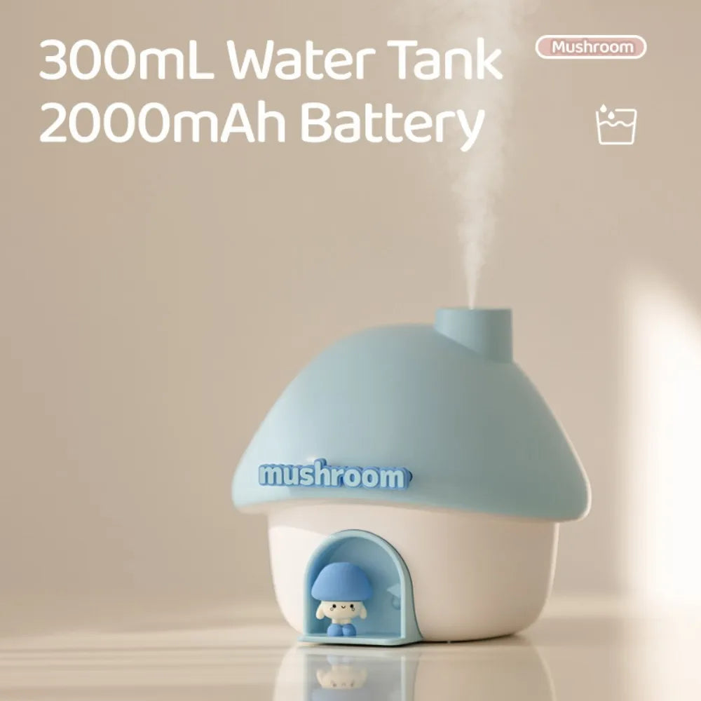 Cartoon Air Humidifier 300Ml Mini Essential Oil Aroma Diffusers Colorful Lighting Cute Mushroom House Home Ultrasonic Humidifier
