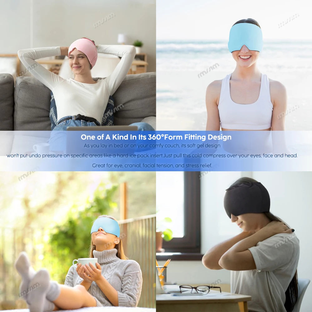 Head Massager Cap Gel Hot Cold Headache Migraine Relief Cap Stress Pressure Pain Relief Massage Gel Hat Clod Headache