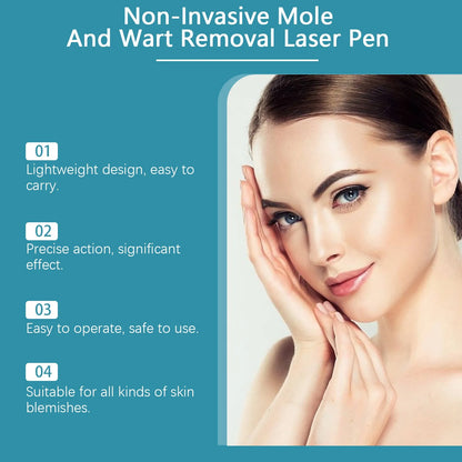 Blue Light Mole Removal Pen for Face & Body - Painless Non-Invasive Wart Pigmentation Treatment Tool, Skin Blemish Corrector