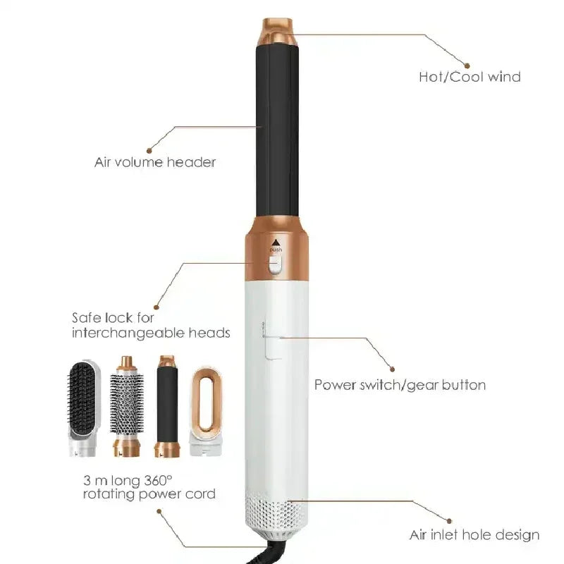 New Hair Dryer Multi Hair Styler 5 In1 Curling Iron Hair Straightener with Hair Brush Hairdryer for Hair Dryer Hair Multi Styler
