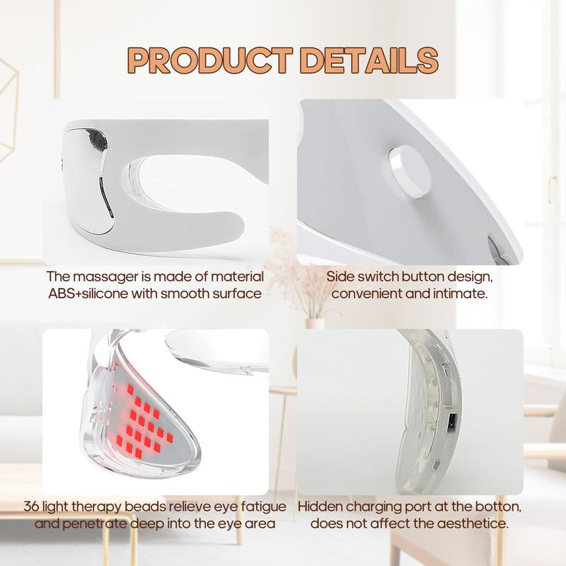 LED Red Light Therapy Eye Device, 3 Modes Red Light Eye Mask for Men and Women Skincare,For Under-Eye Treatment & Rejuvenation,For Anti-Aging, Dark Circles and Wrinkles - Only 3 Minutes a Day Facial Beauty Instrument Multifunctional Beauty Machine