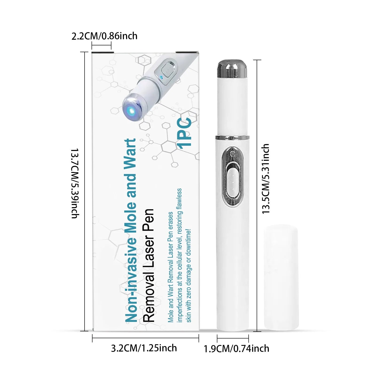 Blue Light Mole Removal Pen for Face & Body - Painless Non-Invasive Wart Pigmentation Treatment Tool, Skin Blemish Corrector