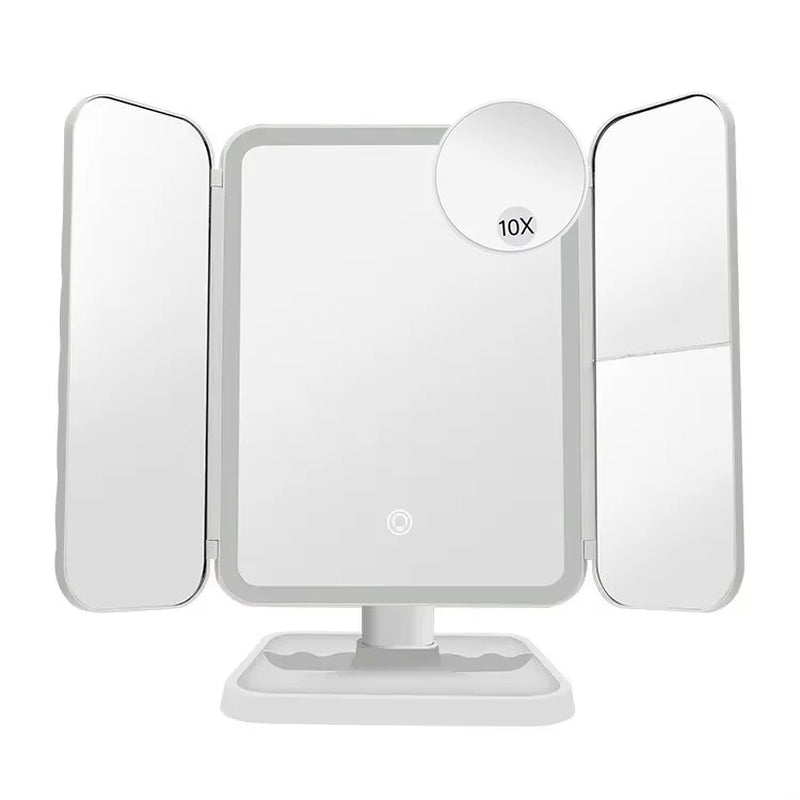Trifold Makeup Mirror LED Lights Dorm Dressing Mirror Beauty Light up Your Fill Light with Smart Complementary Makeup Mirror Tri