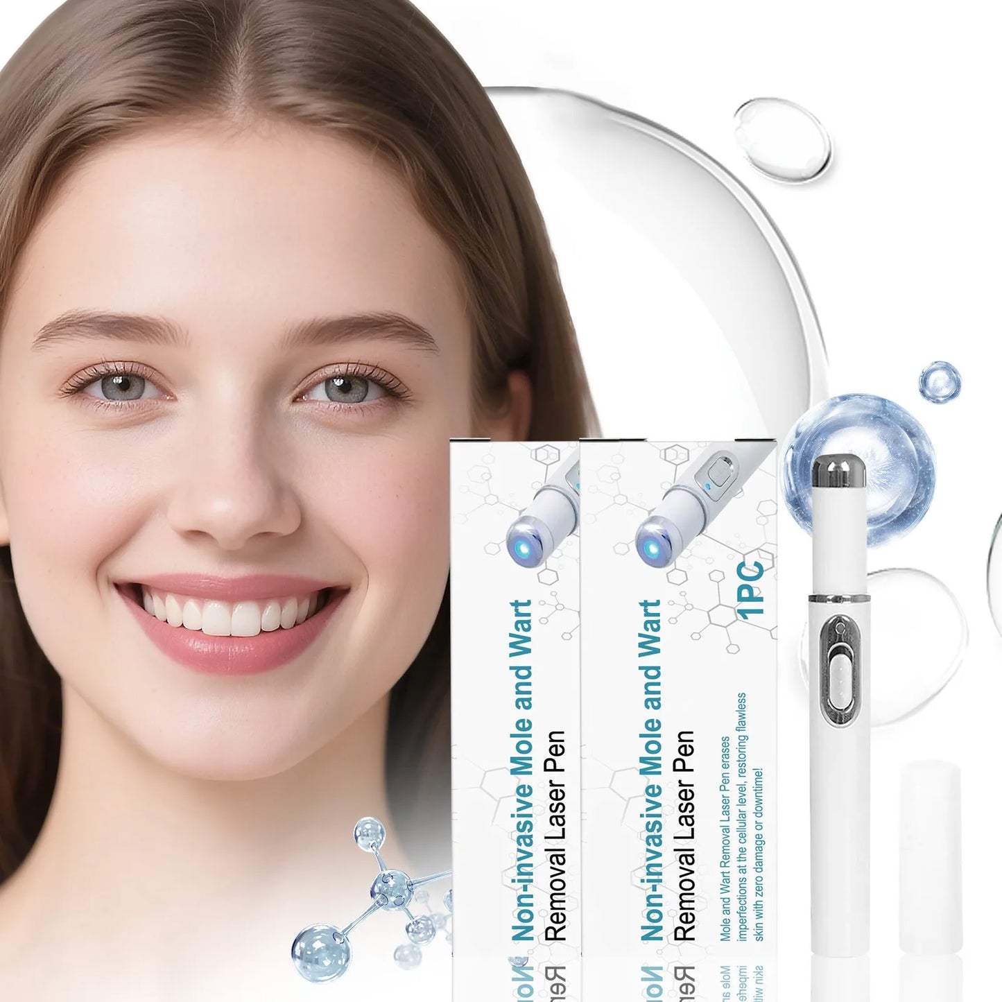 Blue Light Mole Removal Pen for Face & Body - Painless Non-Invasive Wart Pigmentation Treatment Tool, Skin Blemish Corrector