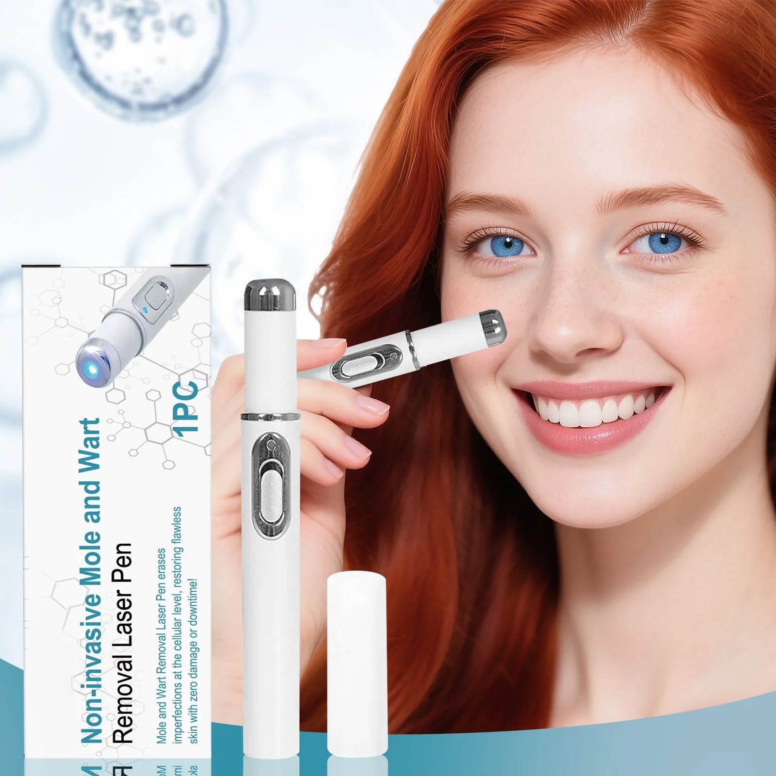Blue Light Mole Removal Pen for Face & Body - Painless Non-Invasive Wart Pigmentation Treatment Tool, Skin Blemish Corrector