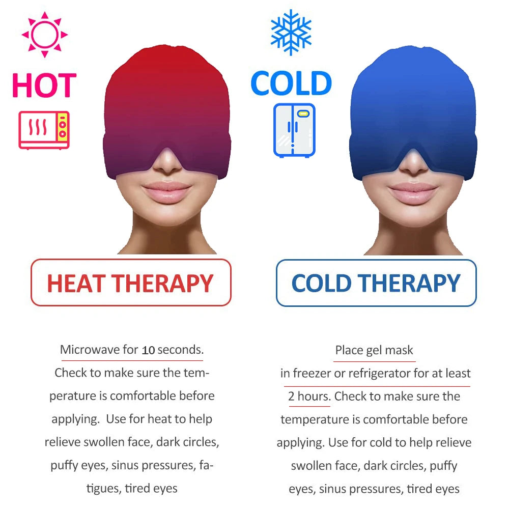 Head Massager Cap Gel Hot Cold Headache Migraine Relief Cap Stress Pressure Pain Relief Massage Gel Hat Clod Headache