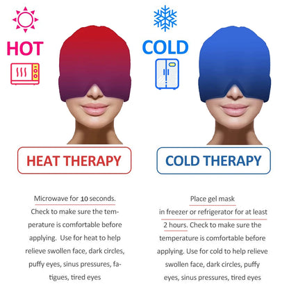 Head Massager Cap Gel Hot Cold Headache Migraine Relief Cap Stress Pressure Pain Relief Massage Gel Hat Clod Headache